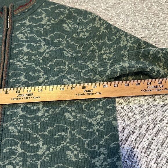 PENDLETON LARGE Wool Embroidered Zip Front Sweater Jacket Green Floral VINTAGE - Picture 9 of 11